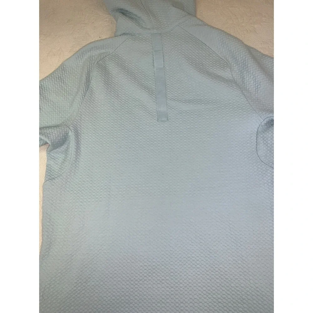Lululemon Mens At Ease Hoodie Light Blue Textured Waffle Knit Pullover XS